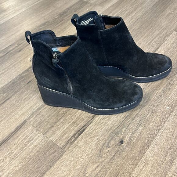 Söfft Emeline Black Waterproof Italian Suede Wedge Ankle Boot Size 10 - Picture 4 of 12